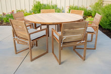 7 pc Venice Teak Arm Dining Set with 60" Round Dining Table