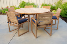 7 pc Venice Teak Arm Dining Set with 60" Round Dining Table