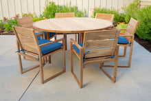 7 pc Venice Teak Arm Dining Set with 60" Round Dining Table