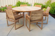 7 pc Venice Teak Arm Dining Set with 60" Round Dining Table