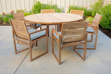 7 pc Venice Teak Arm Dining Set with 60" Round Dining Table