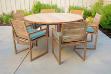 7 pc Venice Teak Arm Dining Set with 60" Round Dining Table