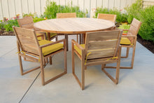 7 pc Venice Teak Arm Dining Set with 60" Round Dining Table