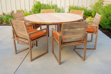 7 pc Venice Teak Arm Dining Set with 60" Round Dining Table