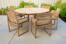 7 pc Venice Teak Arm Dining Set with 60" Round Dining Table