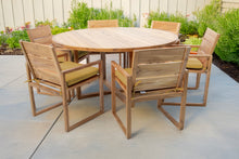 7 pc Venice Teak Arm Dining Set with 60" Round Dining Table