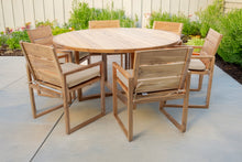 7 pc Venice Teak Arm Dining Set with 60" Round Dining Table