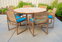 7 pc Venice Teak Arm Dining Set with 60" Round Dining Table