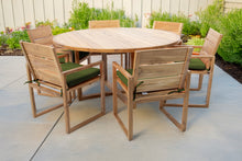 7 pc Venice Teak Arm Dining Set with 60" Round Dining Table
