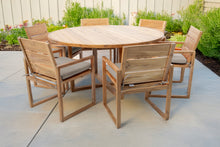 7 pc Venice Teak Arm Dining Set with 60" Round Dining Table