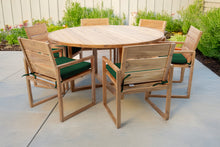 7 pc Venice Teak Arm Dining Set with 60" Round Dining Table