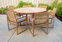 7 pc Venice Teak Arm Dining Set with 60" Round Dining Table
