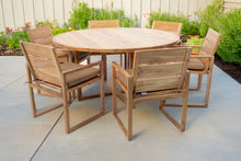 7 pc Venice Teak Arm Dining Set with 60" Round Dining Table