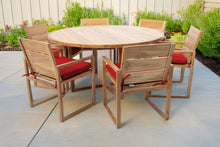 7 pc Venice Teak Arm Dining Set with 60" Round Dining Table