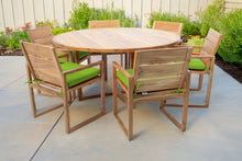 7 pc Venice Teak Arm Dining Set with 60" Round Dining Table