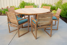 7 pc Venice Teak Arm Dining Set with 60" Round Dining Table