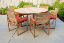 7 pc Venice Teak Arm Dining Set with 60" Round Dining Table