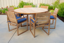 7 pc Venice Teak Arm Dining Set with 60" Round Dining Table