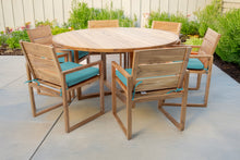 7 pc Venice Teak Arm Dining Set with 60" Round Dining Table