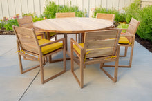7 pc Venice Teak Arm Dining Set with 60" Round Dining Table