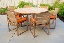 7 pc Venice Teak Arm Dining Set with 60" Round Dining Table