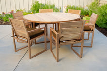 7 pc Venice Teak Arm Dining Set with 60" Round Dining Table
