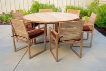 7 pc Venice Teak Arm Dining Set with 60" Round Dining Table