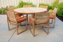7 pc Venice Teak Arm Dining Set with 60" Round Dining Table