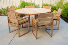 7 pc Venice Teak Arm Dining Set with 60" Round Dining Table