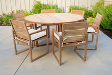 7 pc Venice Teak Arm Dining Set with 60" Round Dining Table