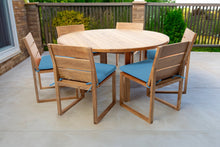 7 pc Venice Teak Armless Dining Set with 60" Round Dining Table