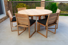7 pc Venice Teak Armless Dining Set with 60" Round Dining Table