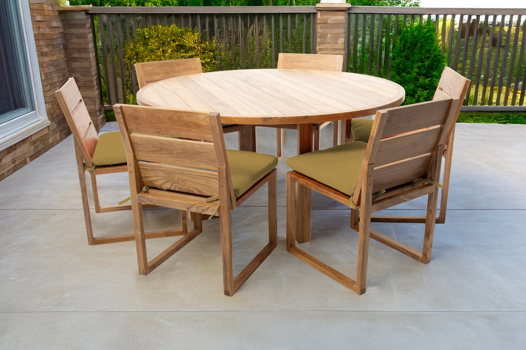7 pc Venice Teak Armless Dining Set with 60