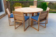 7 pc Venice Teak Armless Dining Set with 60" Round Dining Table
