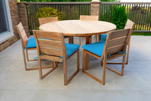 7 pc Venice Teak Armless Dining Set with 60" Round Dining Table