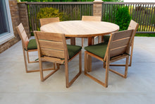 7 pc Venice Teak Armless Dining Set with 60" Round Dining Table