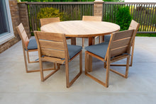 7 pc Venice Teak Armless Dining Set with 60" Round Dining Table
