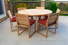 7 pc Venice Teak Armless Dining Set with 60" Round Dining Table