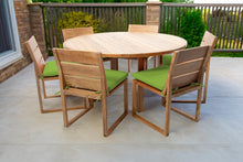 7 pc Venice Teak Armless Dining Set with 60" Round Dining Table