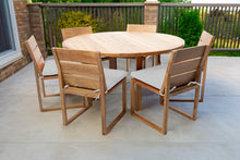 7 pc Venice Teak Armless Dining Set with 60" Round Dining Table