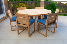7 pc Venice Teak Armless Dining Set with 60" Round Dining Table