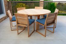 7 pc Venice Teak Armless Dining Set with 60" Round Dining Table