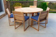 7 pc Venice Teak Armless Dining Set with 60" Round Dining Table