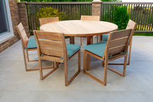 7 pc Venice Teak Armless Dining Set with 60" Round Dining Table