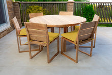 7 pc Venice Teak Armless Dining Set with 60" Round Dining Table