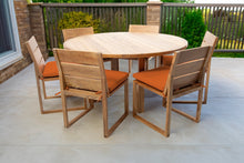 7 pc Venice Teak Armless Dining Set with 60" Round Dining Table