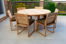 7 pc Venice Teak Armless Dining Set with 60" Round Dining Table