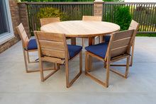 7 pc Venice Teak Armless Dining Set with 60" Round Dining Table