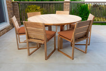 7 pc Venice Teak Armless Dining Set with 60" Round Dining Table