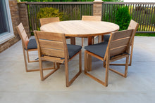 7 pc Venice Teak Armless Dining Set with 60" Round Dining Table
